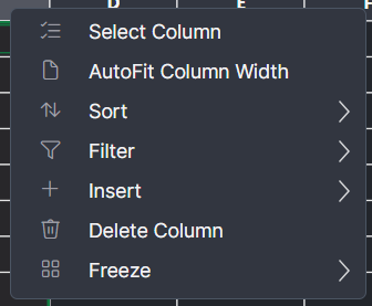 Column menu