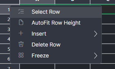 Row menu