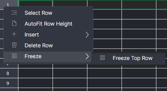 Freeze top row