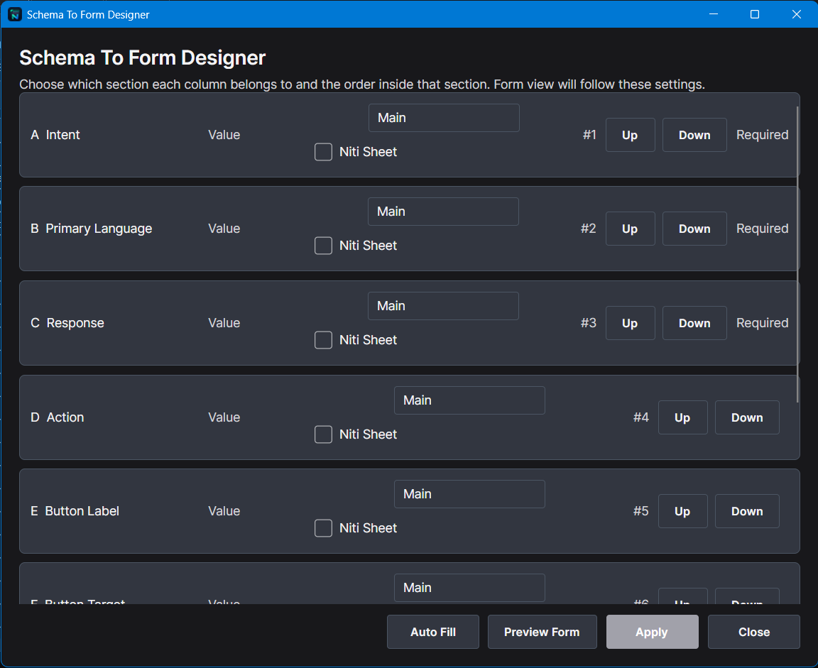 Schema form designer