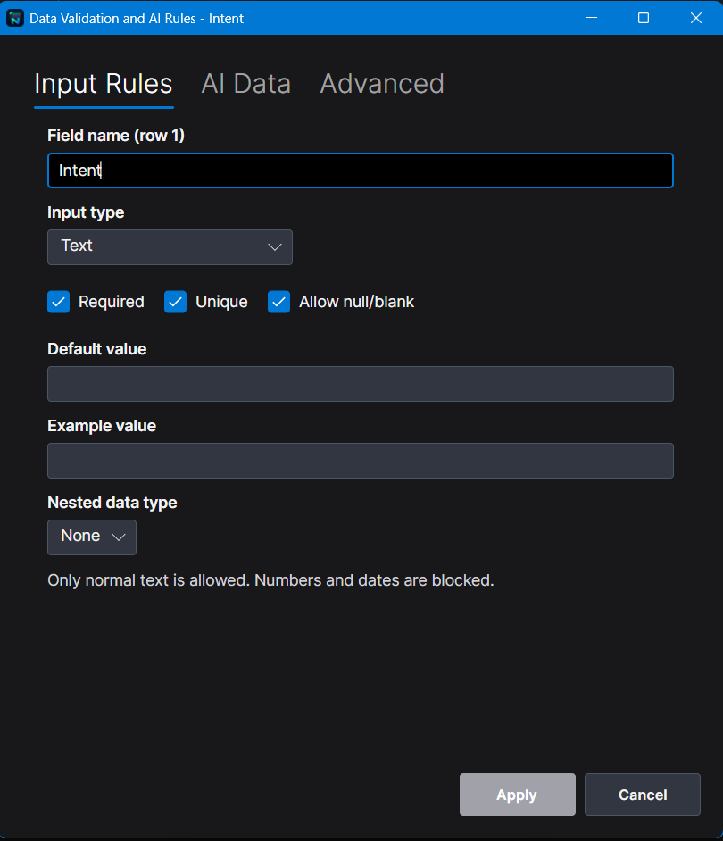 Input rules