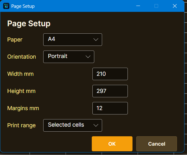 Page setup