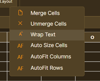 Layout menu